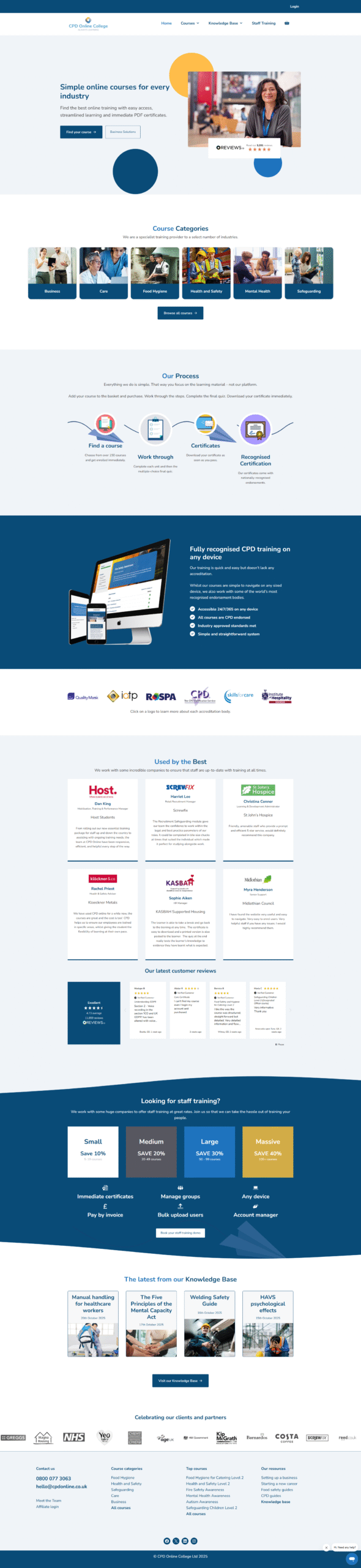 CPD Online College LMS website built by Modish Web Solutions